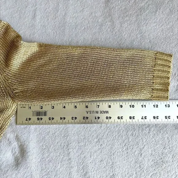 Lauren by Ralph Lauren Petites Gold Metallic Knit Turtleneck Sweater - Picture 9 of 13